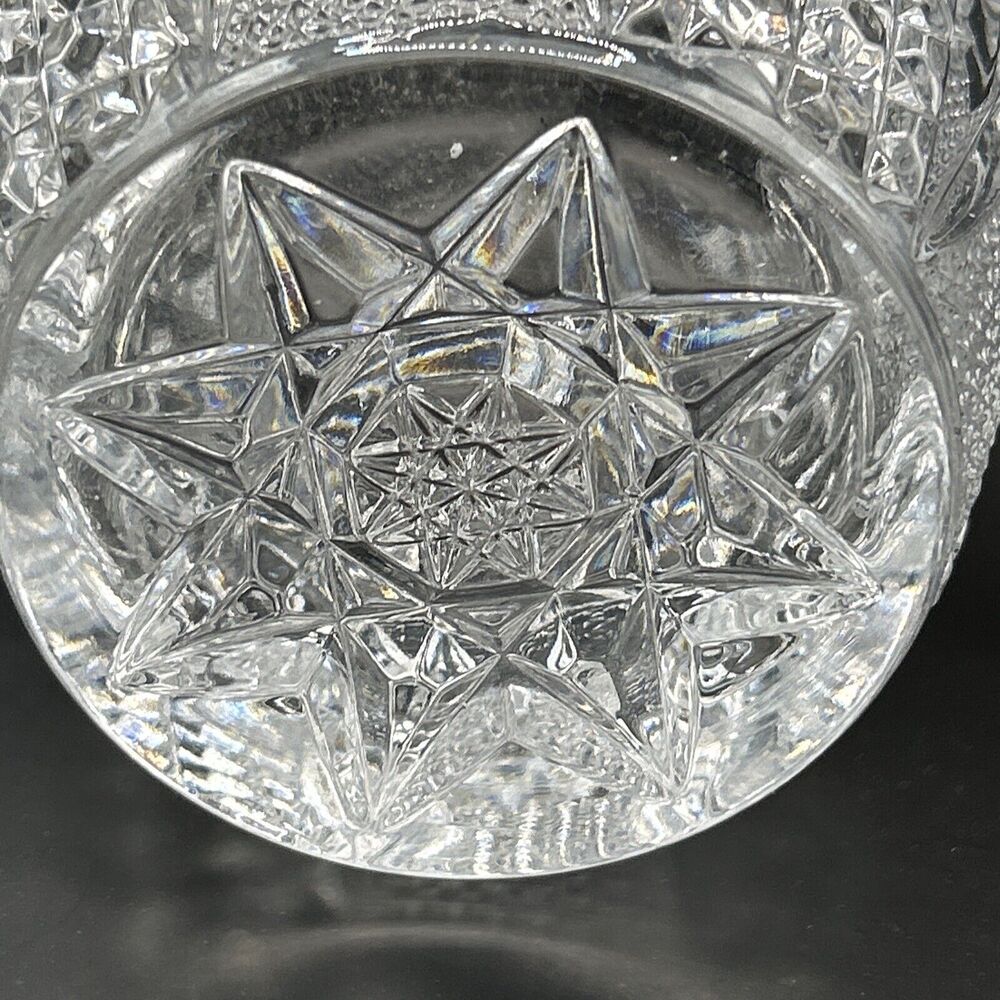 Ice Bucket Crystal Clear Glass w/Saw Tooth Edges & Knob Handles Vintage - Picture 6 of 9